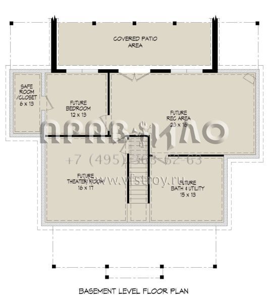 Проект двухэтажного дома без гаража в стиле Ранчо S5-187 (940-00304)