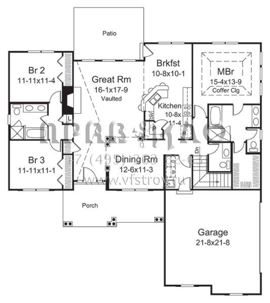 Проект одноэтажного дома с гаражом на две машины в классическом стиле S5-173 (5633-00281)