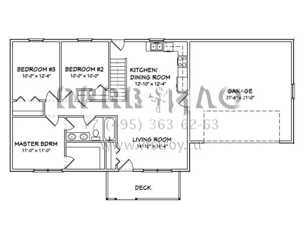 Проект одноэтажного дома с гаражом на две машины в стиле Ранчо S5-99 (849-00020)