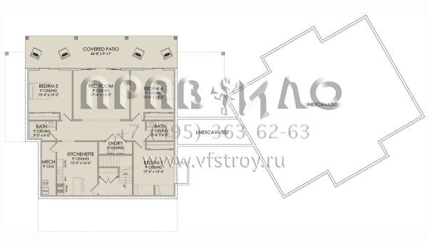 Проект двухэтажного дома с гаражом на три и более машин в стиле Ранчо S5-339 (6422-00067)