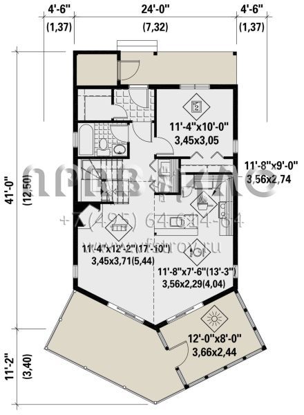 Проект двухэтажного дома без гаража в стиле Ранчо S5-124 (6146-00404)
