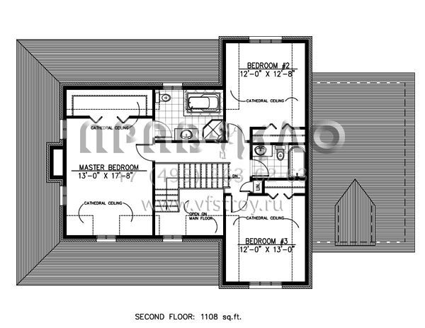 Проект двухэтажного дома с гаражом на одну машину в стиле Ранчо S5-206 (1785-00074)
