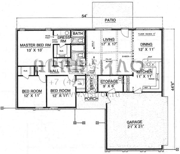 Проект одноэтажного дома с гаражом на две машины в стиле Барнхаус S5-123 (048-00267)