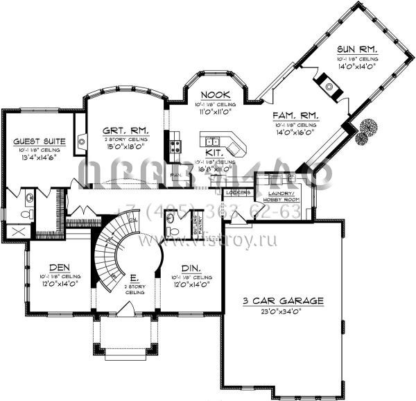 Проект двухэтажного дома с гаражом на три и более машин в английском стиле S5-387 (1020-00270)