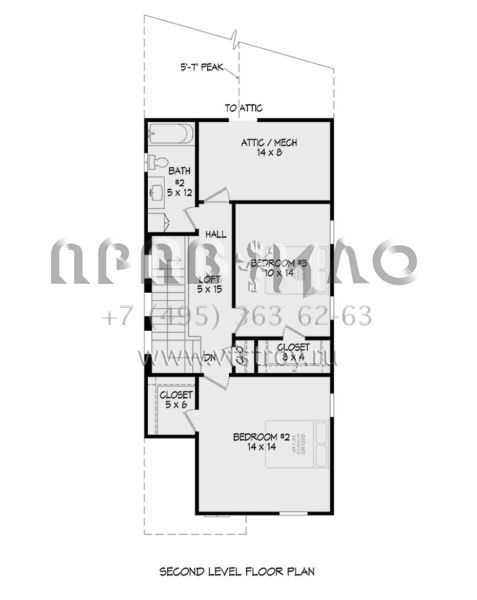 Проект двухэтажного дома с гаражом на две машины в стиле Ранчо S5-175 (940-00368)