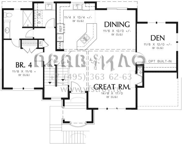 Проект двухэтажного дома с гаражом на две машины в стиле Ранчо S5-205 (2559-00375)