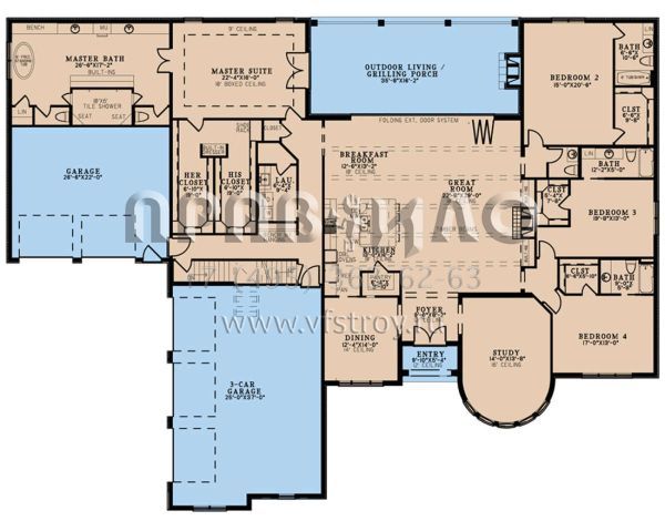 Проект двухэтажного дома с гаражом на три и более машин в английском стиле S5-815 (8318-00305)