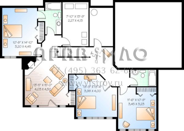 Проект одноэтажного дома с гаражом на две машины в стиле Ранчо S5-261 (034-00149)