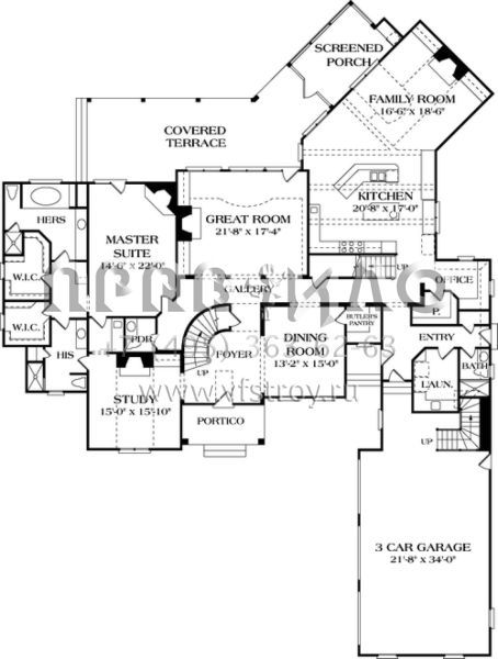 Проект двухэтажного дома с гаражом на три и более машин в английском стиле S5-441 (3323-00473)