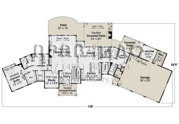 Проект двухэтажного дома с гаражом на три и более машин в американском стиле S5-425 (035-00992)