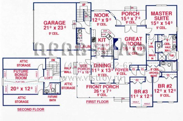 Проект одноэтажного дома с гаражом на две машины в стиле Ранчо S5-175 (4766-00030)