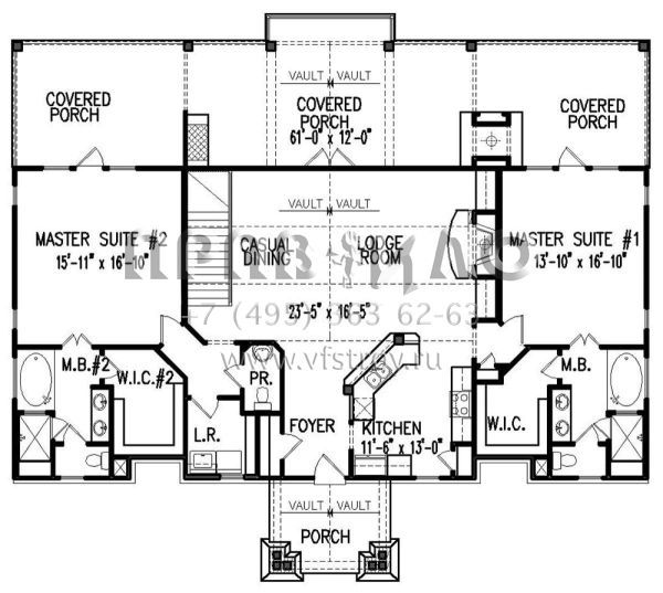 Проект одноэтажного дома с гаражом на три и более машин в стиле Ранчо S5-168 (699-00115)