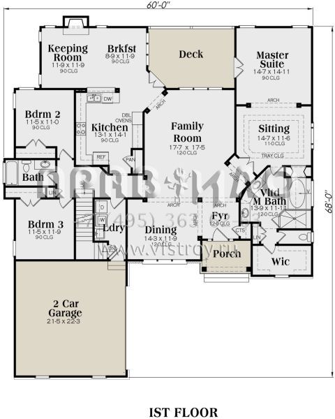 Проект одноэтажного дома с гаражом на две машины в стиле Ранчо S5-223 (009-00001)