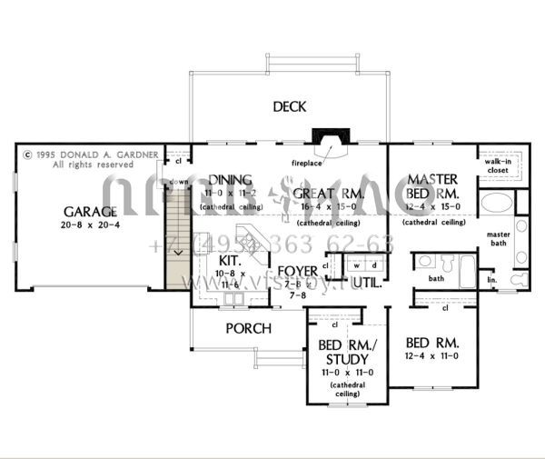 Проект одноэтажного дома с гаражом на две машины в стиле Ранчо S5-132 (2865-00068)