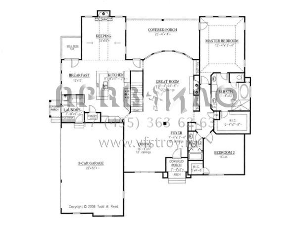 Проект одноэтажного дома с гаражом на три и более машин в стиле Ранчо S5-379 (286-00005)