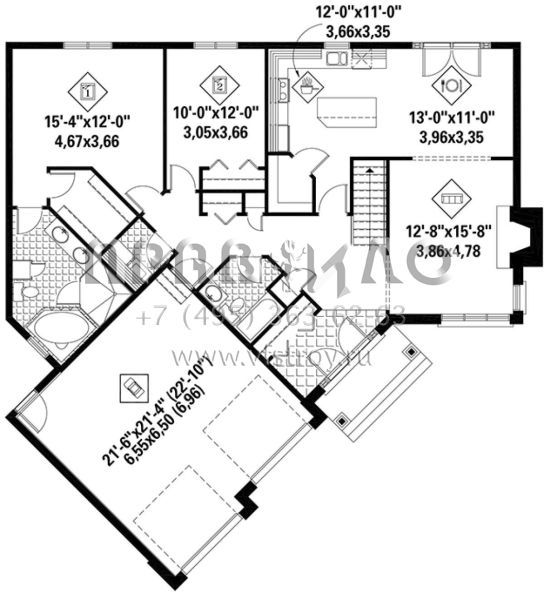 Проект одноэтажного дома с гаражом на две машины в современном стиле S5-144 (6146-00329)