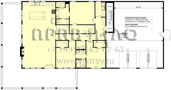 Проект одноэтажного дома с гаражом на две машины в стиле БарнХаус S5-186 (041-00334)