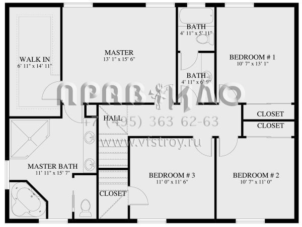 Проект двухэтажного дома с гаражом на три и более машин в стиле Ранчо S5-211 (2802-00242)