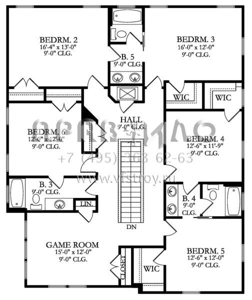 Проект двухэтажного дома с гаражом на три и более машин в стиле Особняк S5-337 (3978-00187)