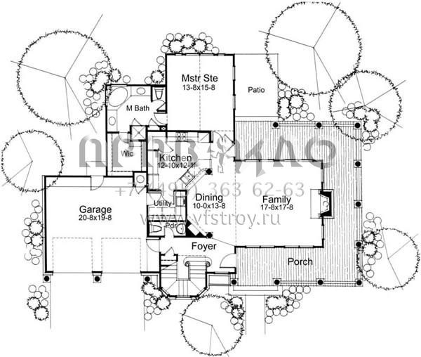 Проект двухэтажного дома с гаражом на две машины в стиле Ранчо S5-175 (9401-00035)