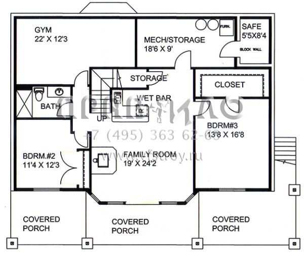 Проект трехэтажного дома без гаража в стиле Ранчо S5-428 (039-00662)