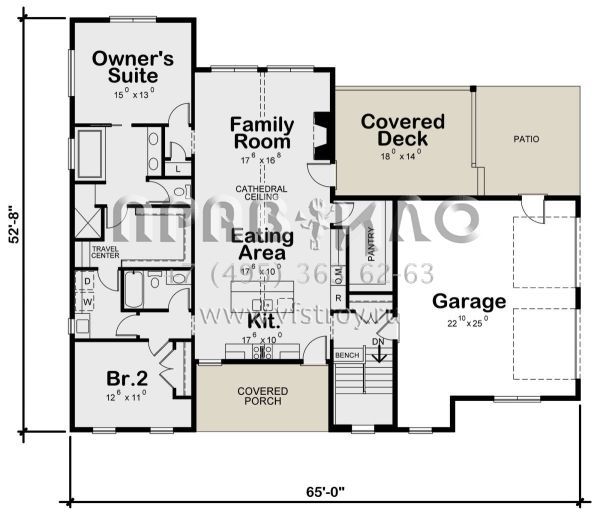 Проект одноэтажного дома с гаражом на две машины в современном стиле S5-281 (402-01783)