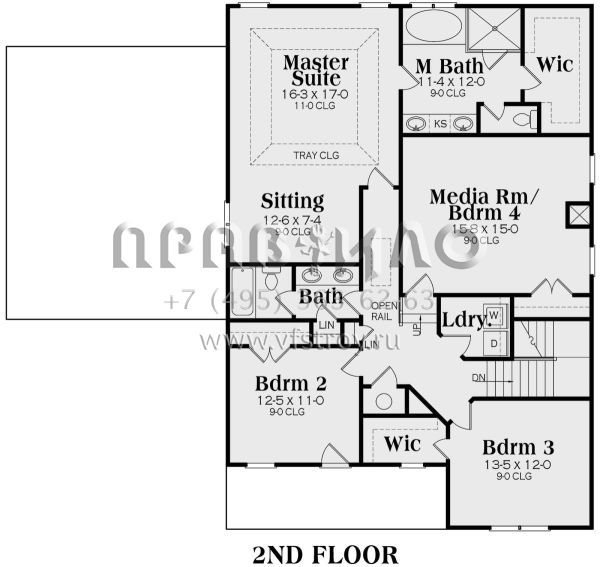 Проект двухэтажного дома с гаражом на две машины в американском стиле S5-280 (009-00221)