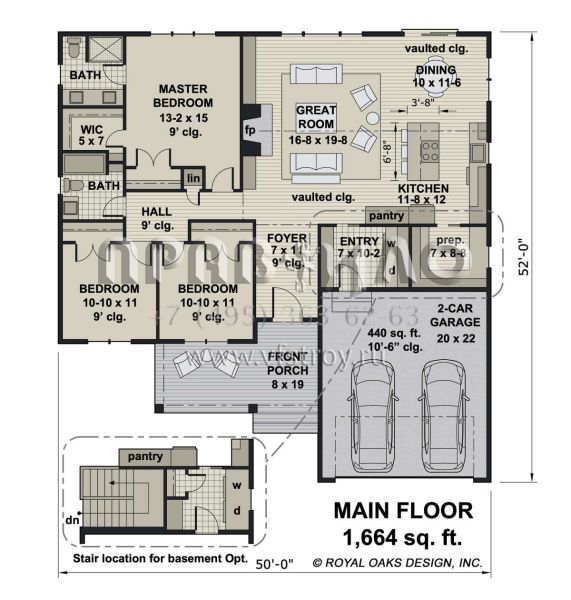 Проект одноэтажного дома с гаражом на две машины в американском стиле S5-155 (098-00377)