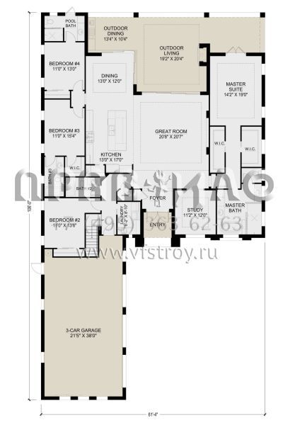 Проект двухэтажного дома с гаражом на три и более машин в современном стиле S5-334 (5565-00080)
