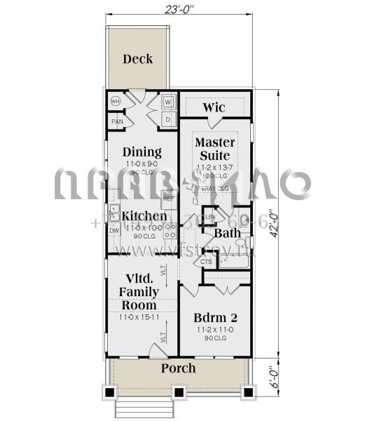 Проект одноэтажного дома без гаража в стиле Ранчо S5-90 (009-00121)