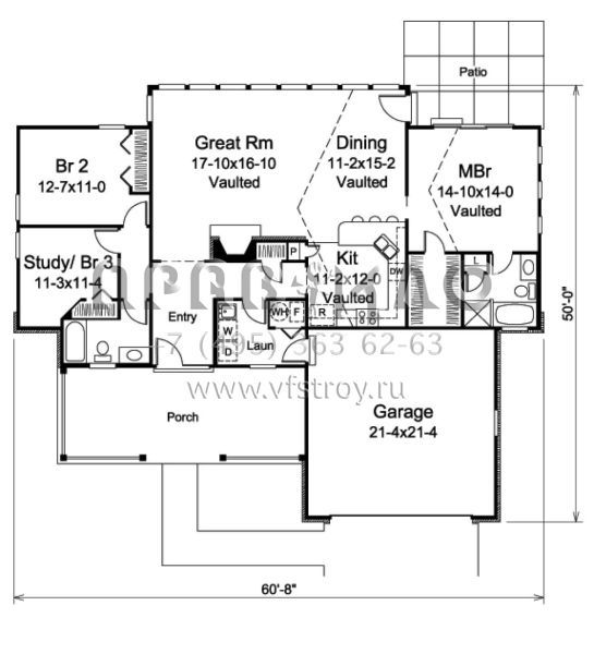 Проект одноэтажного дома с гаражом на две машины в стиле Ранчо S5-154 (5633-00191)
