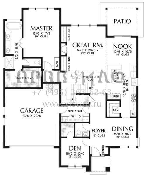 Проект двухэтажного дома с гаражом на две машины в стиле Райт S5-259 (2559-00812)