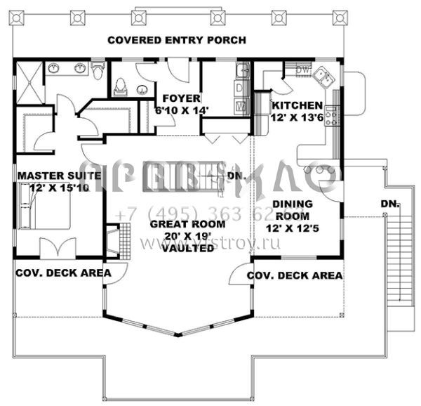 Проект двухэтажного дома без гаража в стиле Шале S5-276 (039-00679)