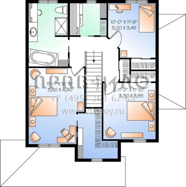 Проект трехэтажного дома без гаража в стиле Ранчо S5-234 (034-01008)