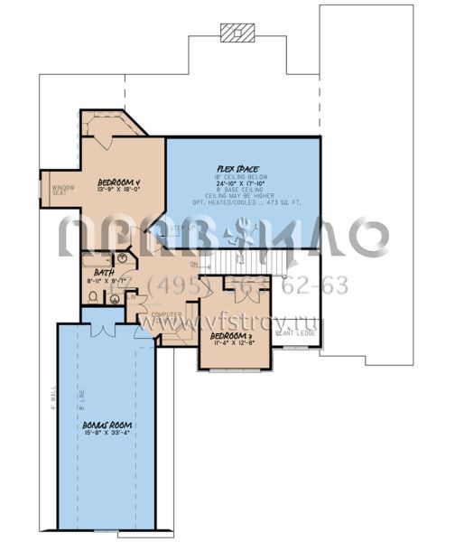 Проект двухэтажного дома с гаражом на две машины в стиле Ранчо S5-298 (8318-00046)