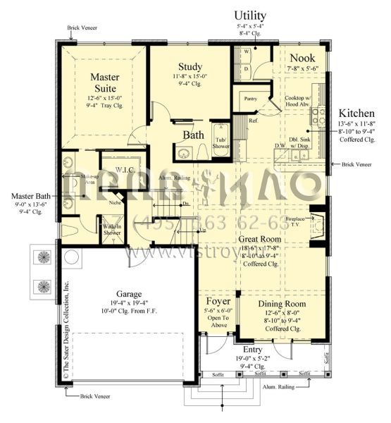 Проект двухэтажного дома с гаражом на две машины в стиле Ранчо S5-221 (8436-00117)