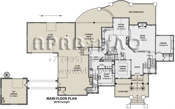 Проект виллы на неровном участке с цокольным этажом и гаражами на четыре машины S5-610 (5631-00072)