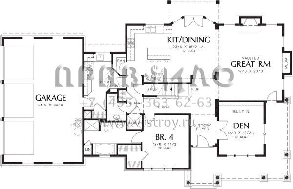 Проект двухэтажного дома с гаражом на три и более машин в американском стиле S5-293 (2559-00540)