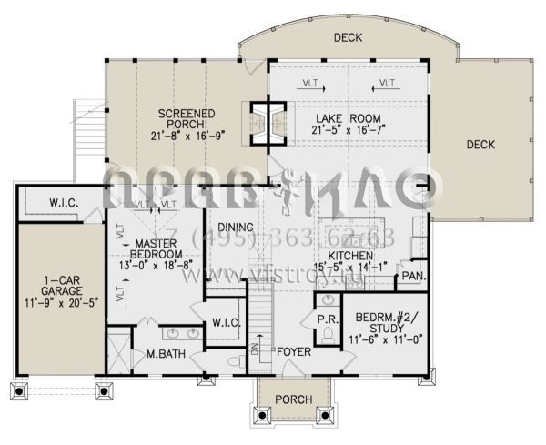 Проект одноэтажного дома с гаражом на одну машину и цокольным этажом S5-220 (699-00148)