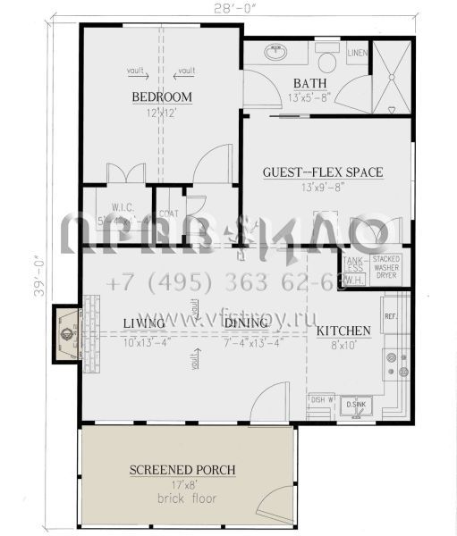 Проект одноэтажного дома без гаража в современном стиле S5-74 (286-00090)