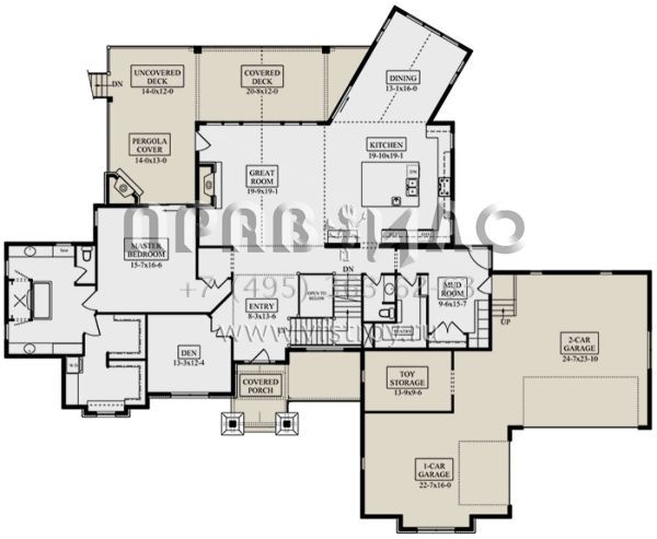 Проект двухэтажного дома с гаражом на три и более машин в современном стиле S5-362 (5631-00063)