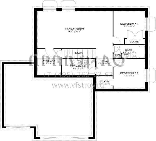 Проект двухэтажного дома с подвалом и  гаражом на три машины S5-245 (2802-00013)