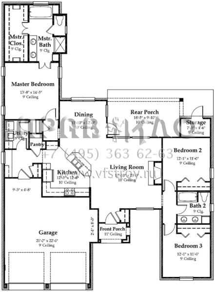 Проект одноэтажного дома с гаражом на две машины в стиле Ранчо S5-167 (7516-00005)