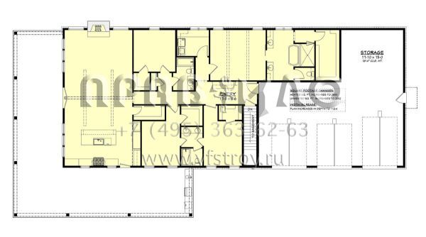 Проект одноэтажного дома с гаражом на три и более машин в стиле БарнХаус S5-232 (041-00343)