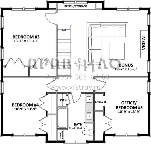 Проект двухэтажного дома с гаражом на две машины в американском стиле S5-278 (6849-00025)