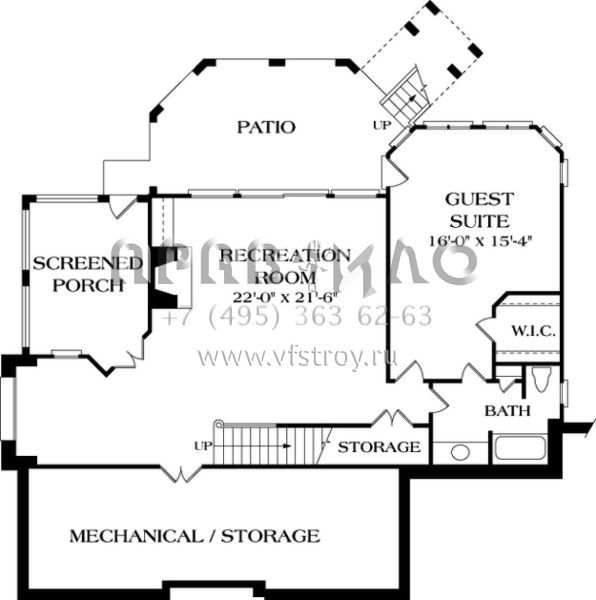 Проект двухэтажного дома с гаражом на три и более машин в стиле Ранчо S5-477 (3323-00385)