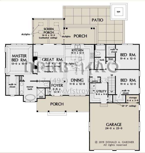 Проект одноэтажного дома с гаражом на две машины в стиле Ранчо S5-163 (2865-00141)