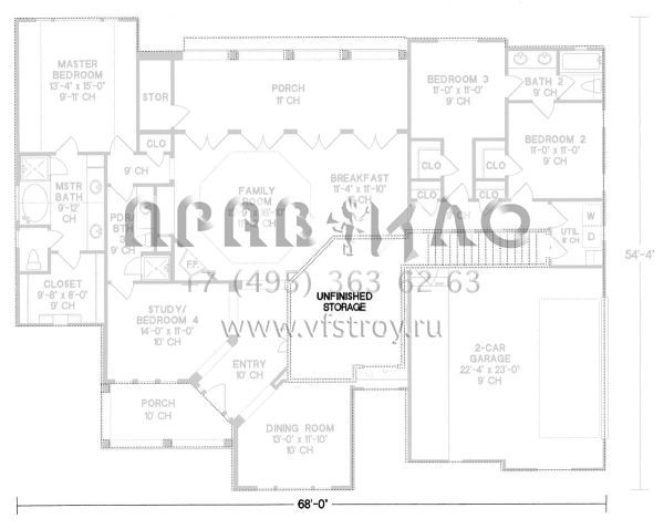 Проект одноэтажного дома с гаражом на две машины в стиле Ранчо S5-205 (402-01033)