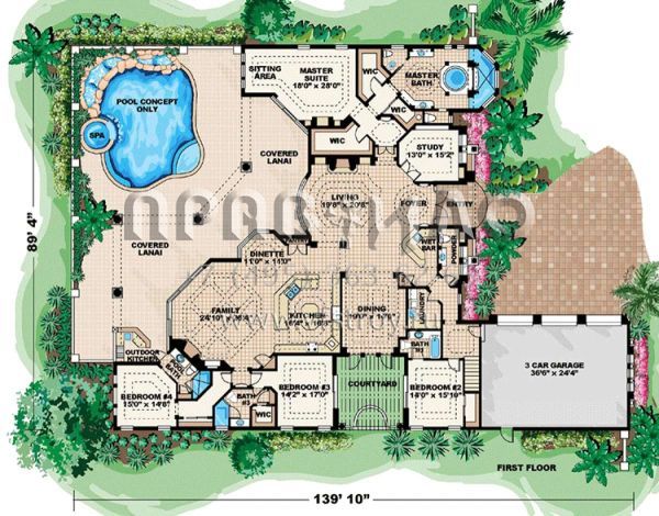 Проект двухэтажного дома с гаражом на три и более машин в современном стиле S5-543 (1018-00177)