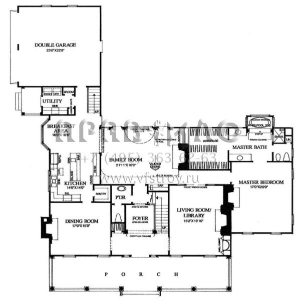 Проект двухэтажного дома с гаражом на две машины в классическом стиле S5-366 (7922-00009)